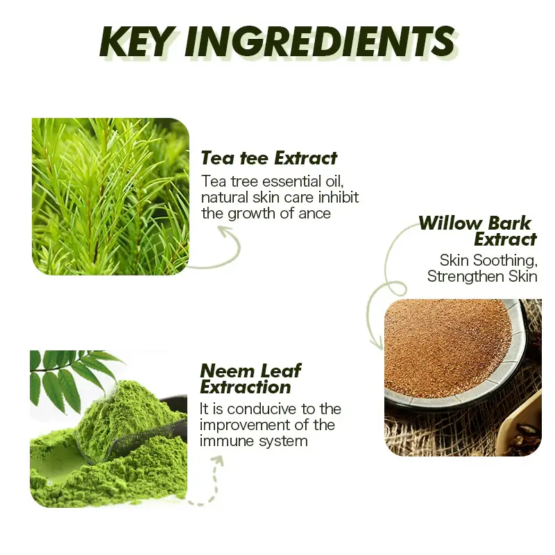 private label 100% natural neem & tea tree face serum for repair skin damage